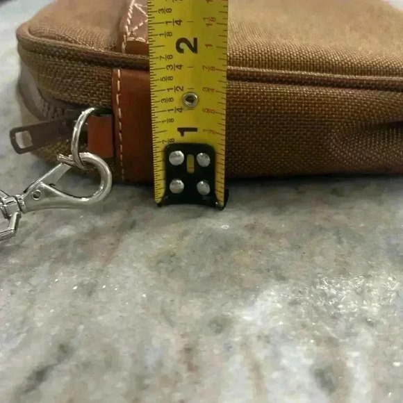 Lancel Paris Canvas Toiletry Dopp Bag Travel Camel Color Brown trim - Picture 12 of 12